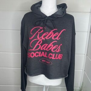 Rebel Babes Graphic Cropped Hoodie